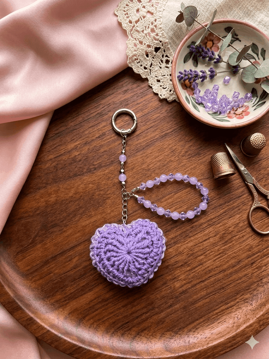 Porte-Clé Cœur Crochet – Handmade