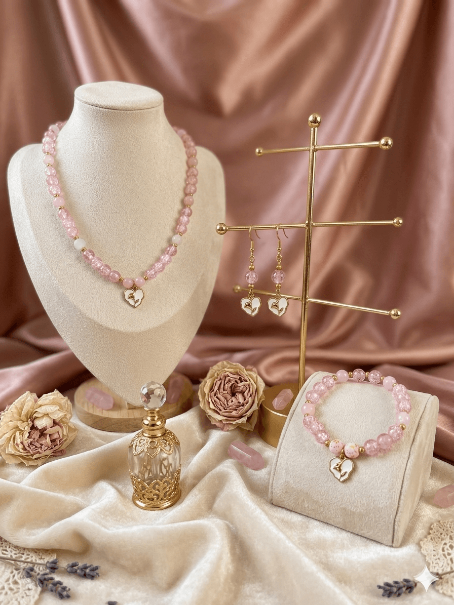 Set Bijoux Élégance Rose – 3 Pièces