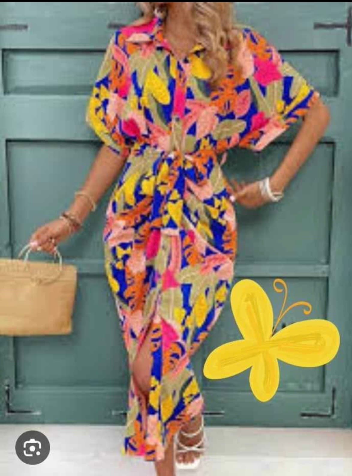 Robe motif fleurs multicolores