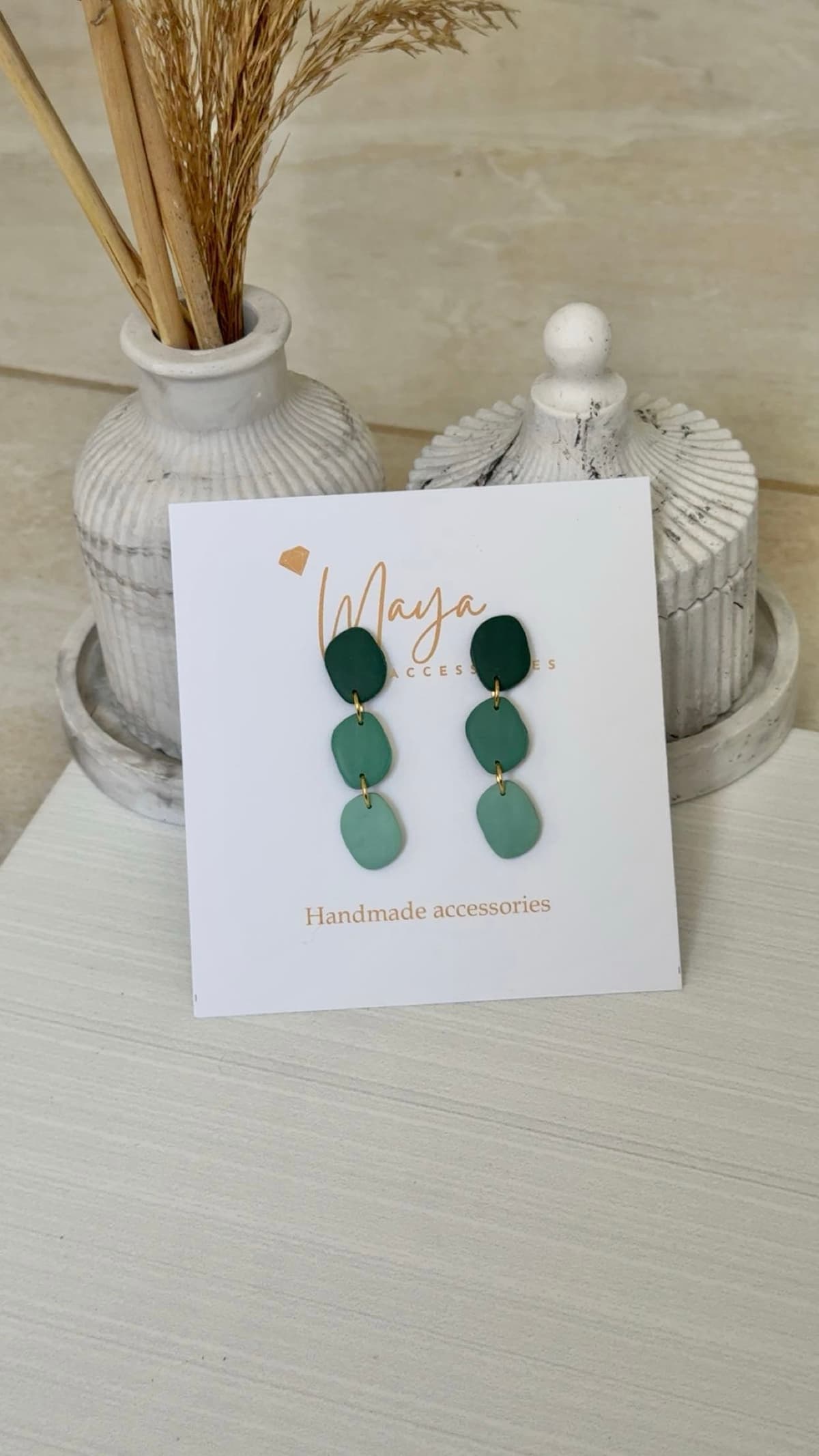 green palette earrings