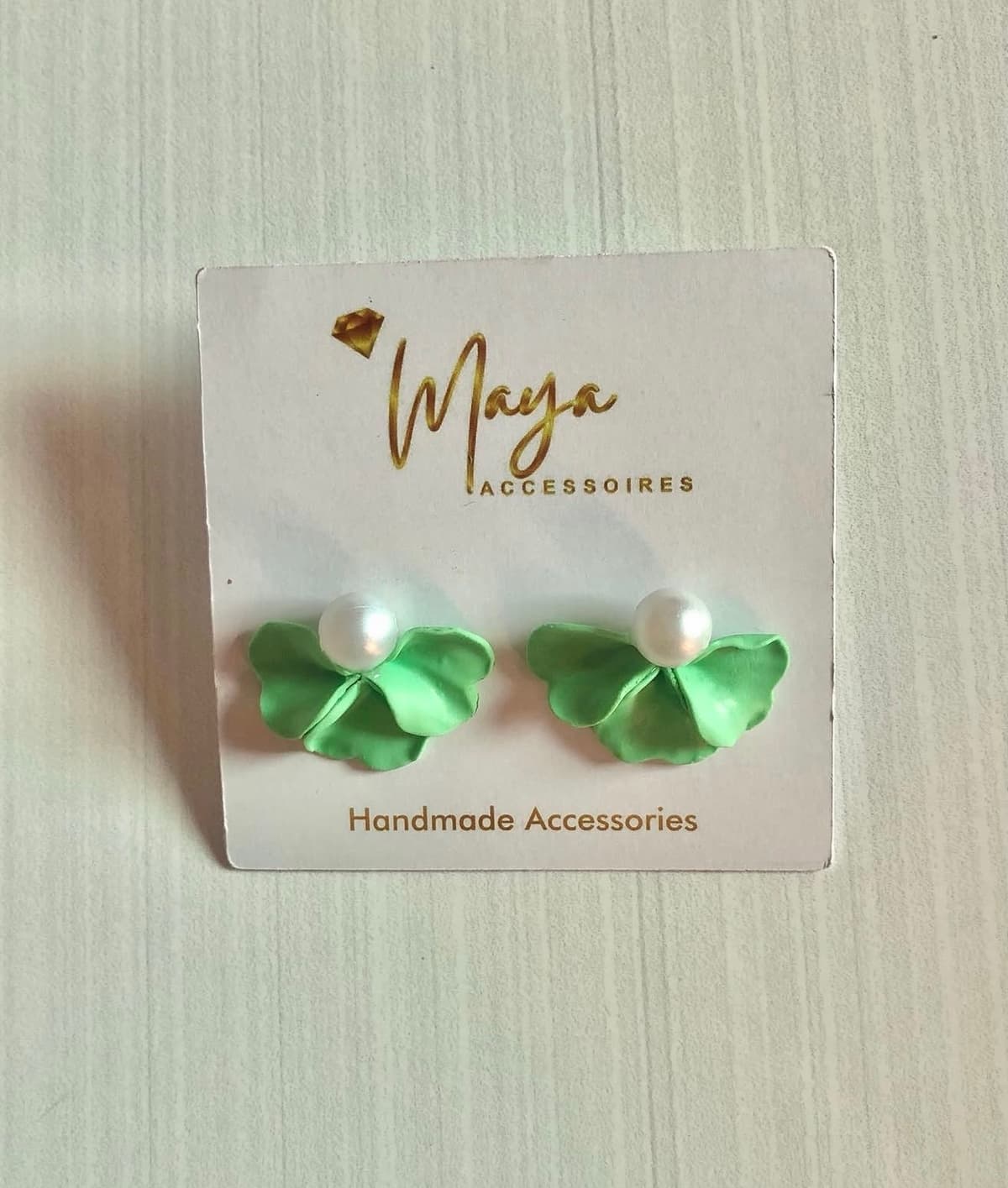 green half flower earrings