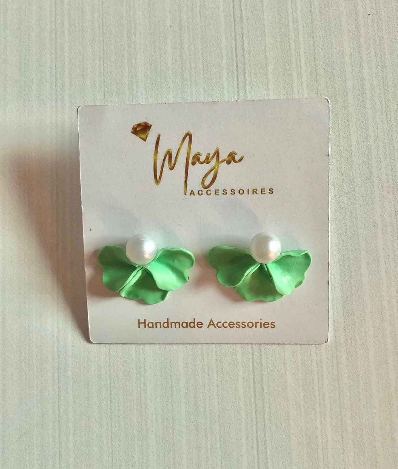 green half flower earrings