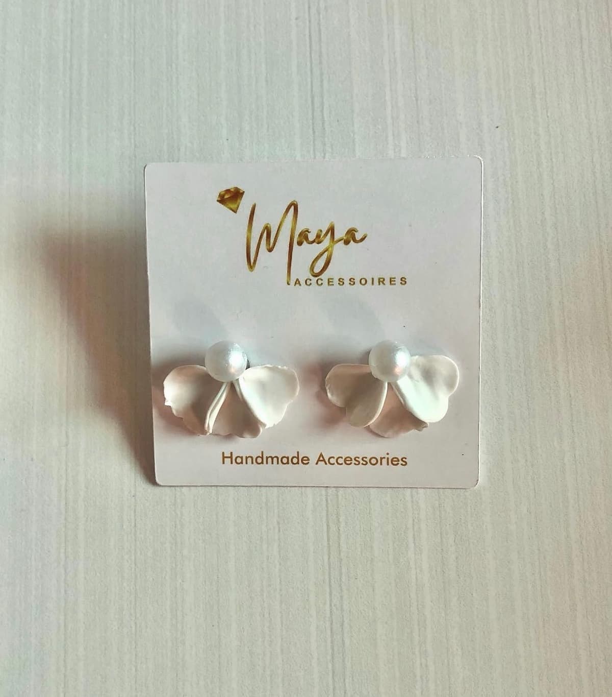 white half flower earrings