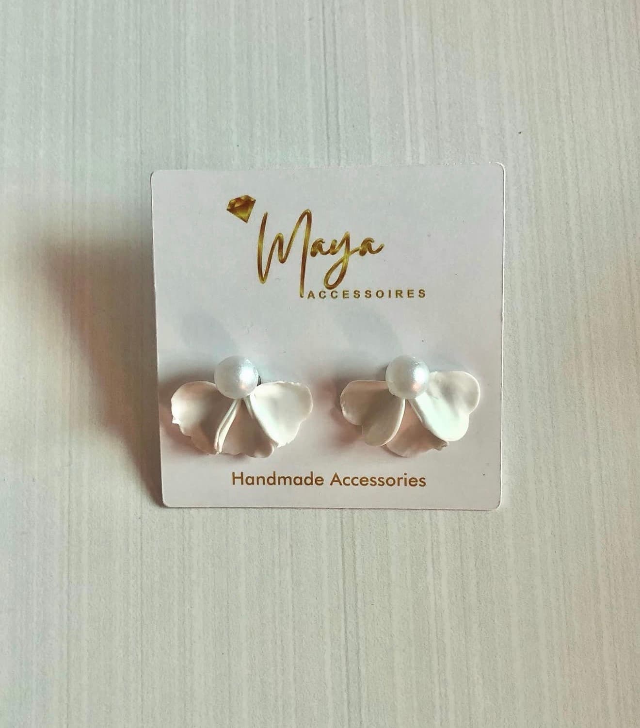white half flower earrings