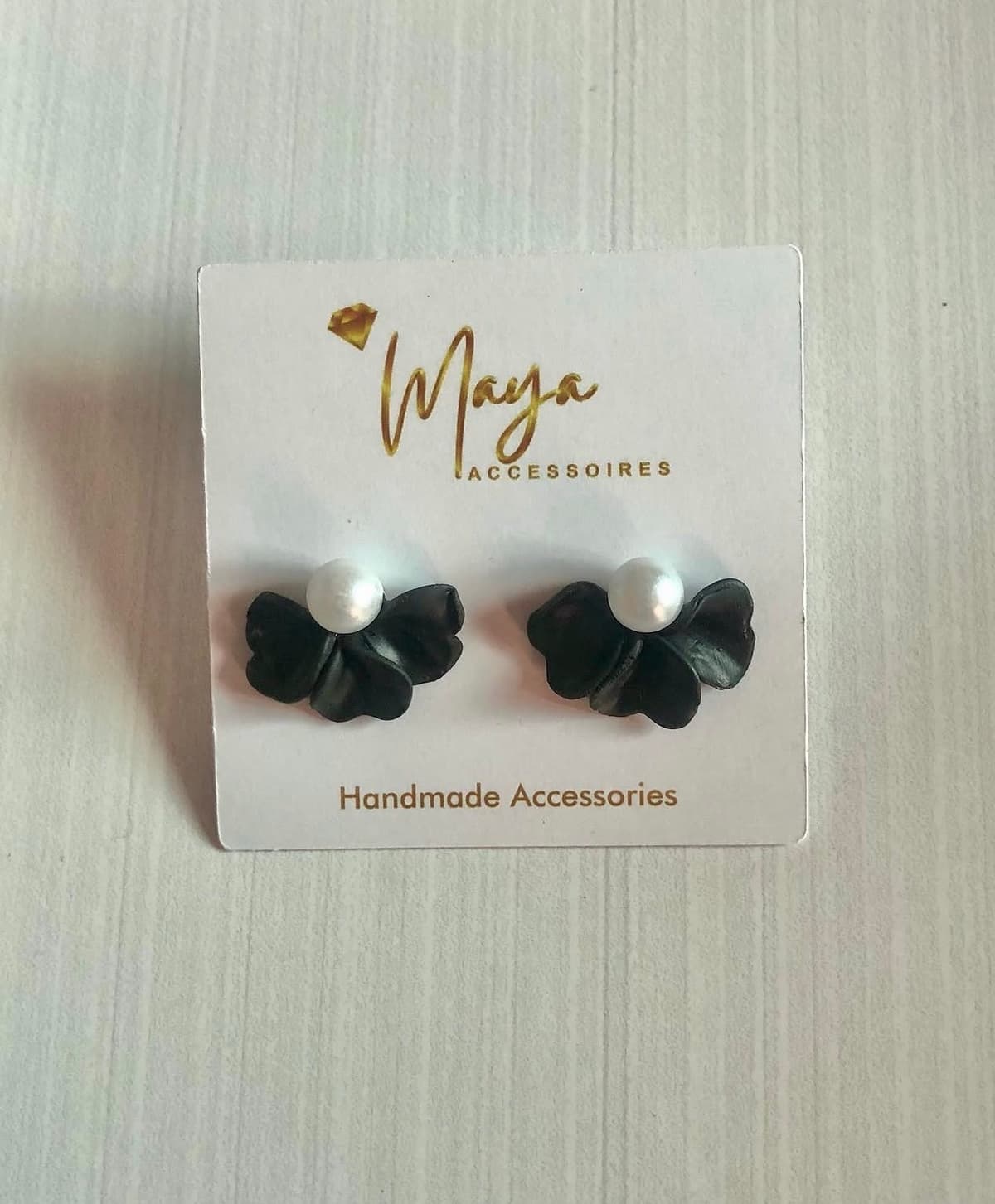 black half flower earrings