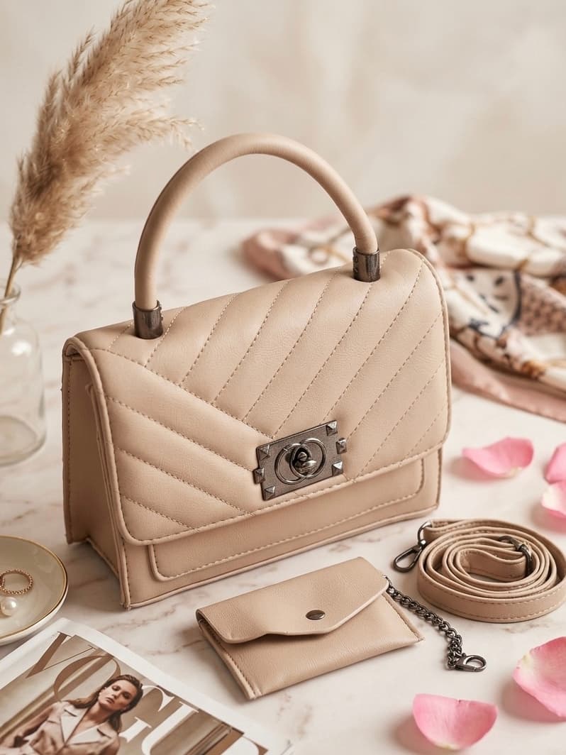 Sac Élégant Matelassé Beige