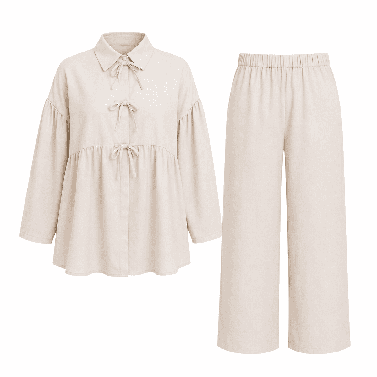 Set Souzane en Crêpe – Ensemble Femme Oversize Chic avec Chemise & Pantalon Large