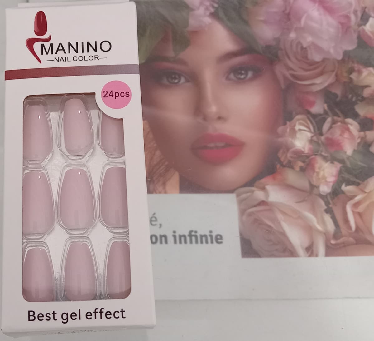 MANINO FAUX ONGLES MAINS PRESS ON COLORES F-009 ROSE