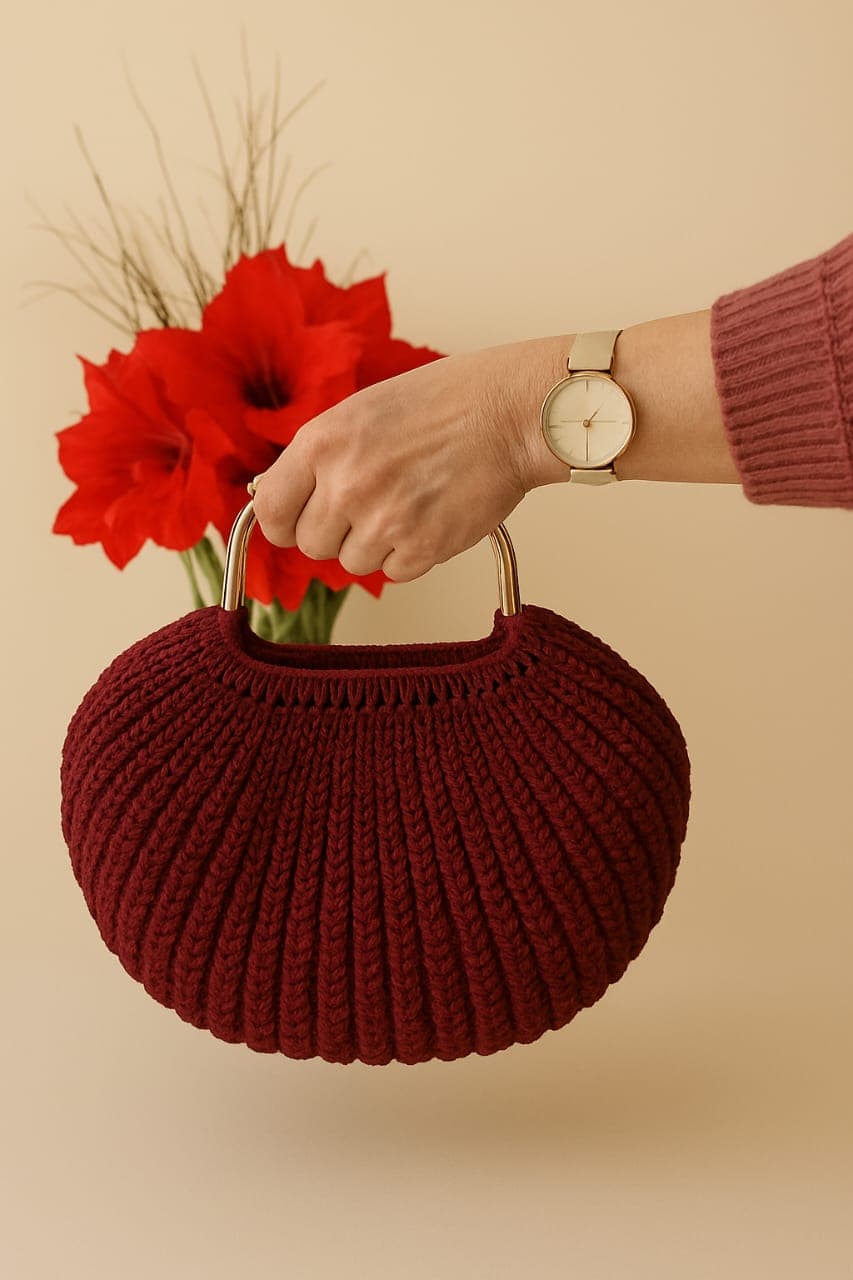 Le Sac "Rubis" : Crochet Bordeaux et Or
