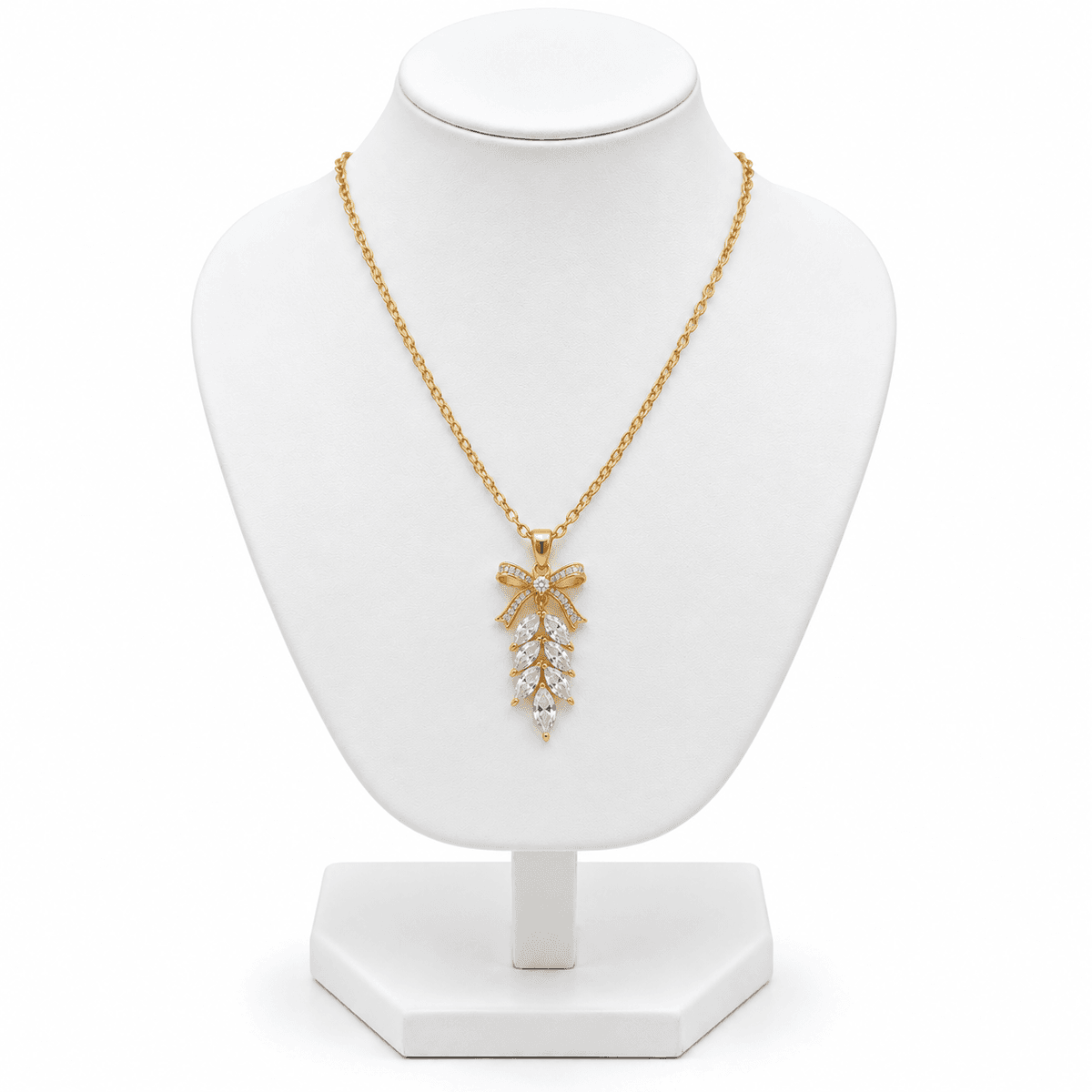 Collier "Nœud Doré & Épi de Cristal"