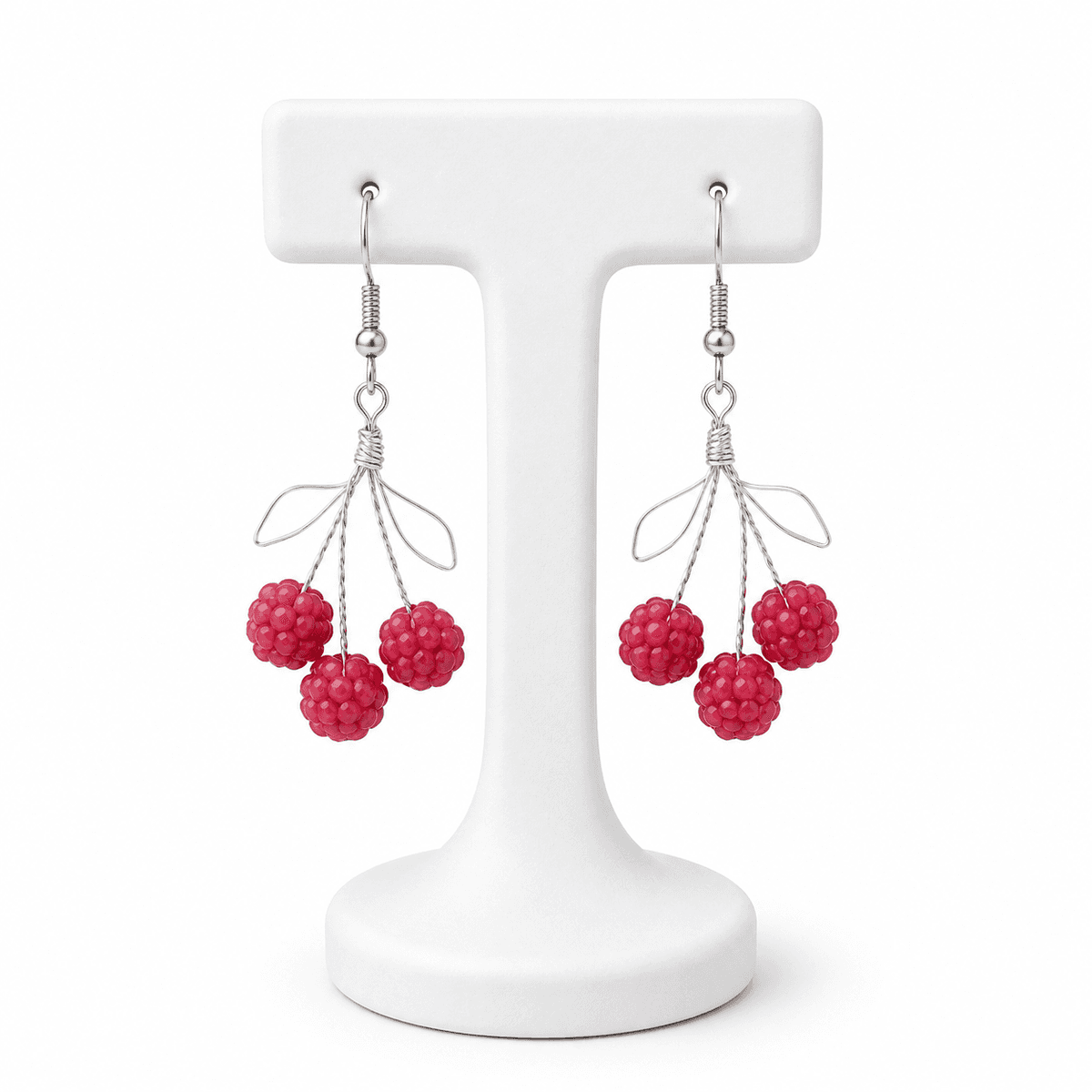 Boucles dâOreilles Cerises Femme â Bijou Tendance en Acier Inoxydable