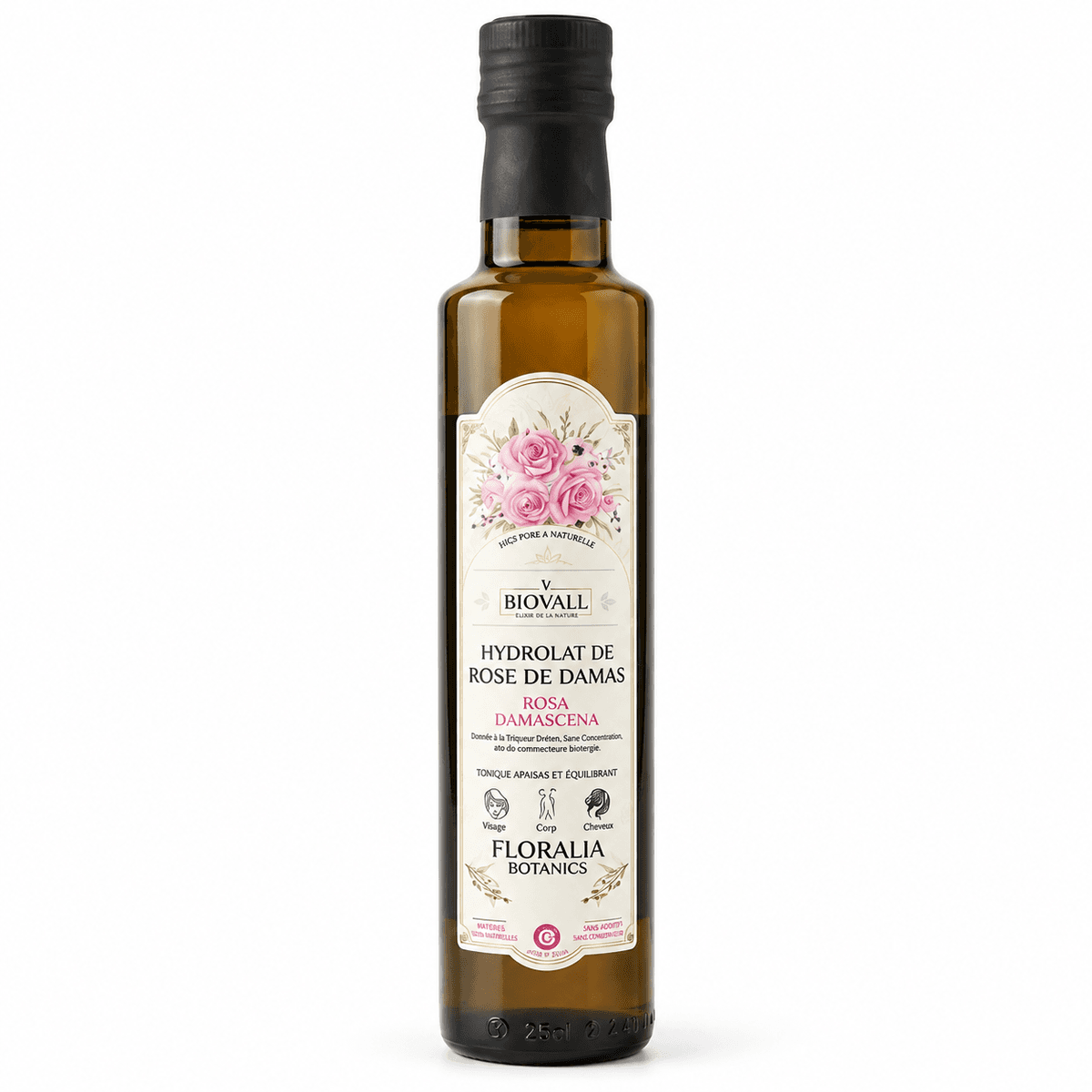 Hydrolat de Rose de Damas BIOVALL – Eau Florale Naturelle pour Éclat et Soin de la Peau