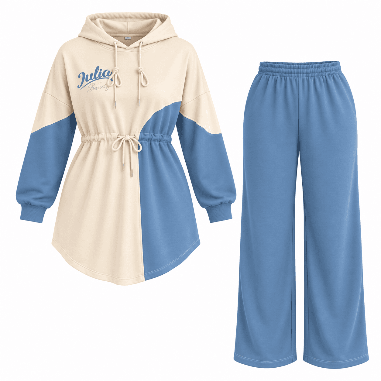 Ensemble Femme 2 Pièces Fluide à Capuche – Haut Long et Pantalon Large