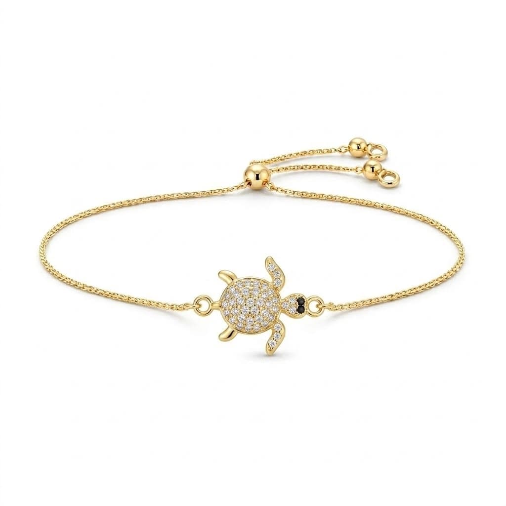 Bracelet Tortue Femme en Acier Inoxydable Doré – Bijou Tendance