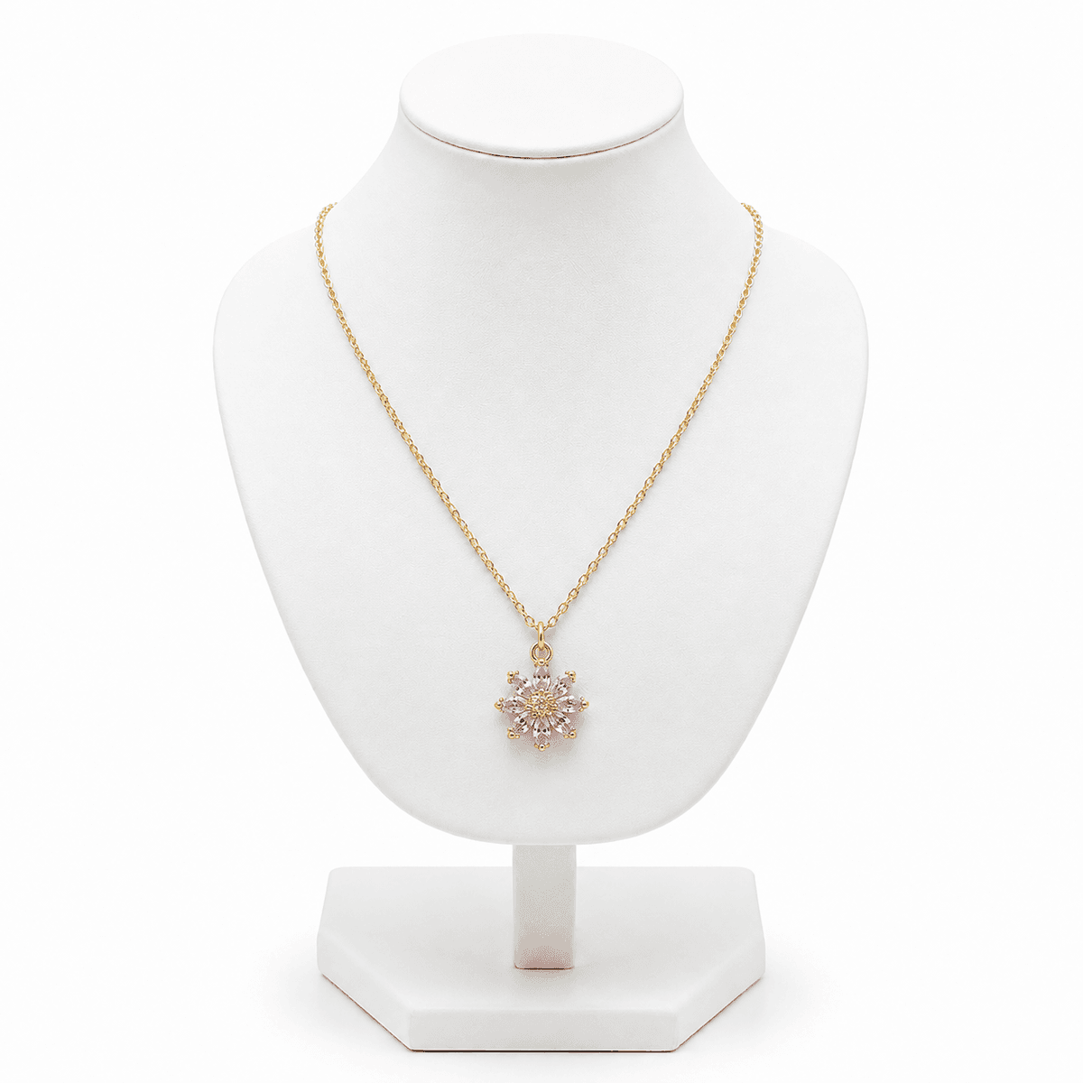 Collier Fleur Rose pour Femme en Acier Inoxydable Doré – Bijou Élégant et Raffiné