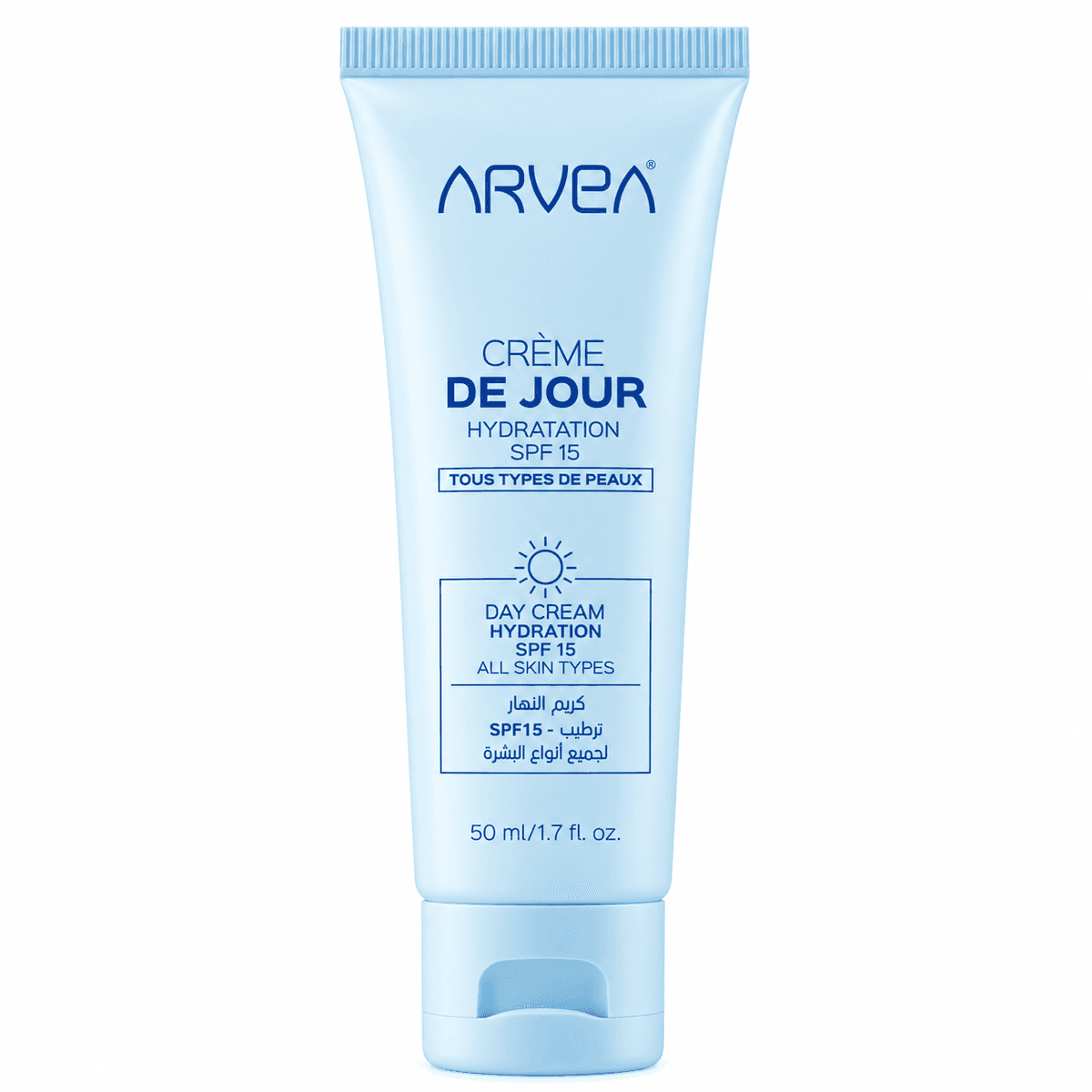 Crème de Jour Arvea Hydratation Intense SPF 15 – Tous Types de Peau – 50 ml