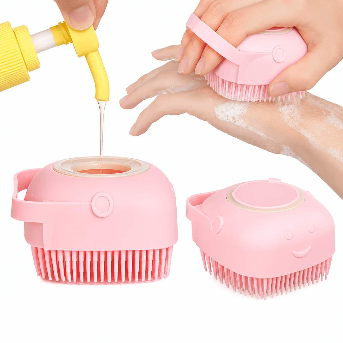 Brosse de Douche en Silicone 2 en 1 avec Distributeur de Gel Douche â Exfoliante, Nettoyante et Massante