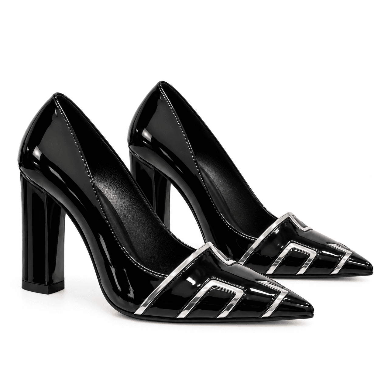 Escarpins Femme Noir Vernis à Talon – Chaussures Élégantes et Chic