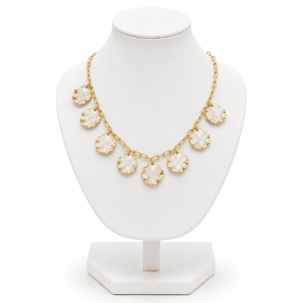 Collier Coquillage Femme Blanc et Doré – Bijou Marin Éléga
