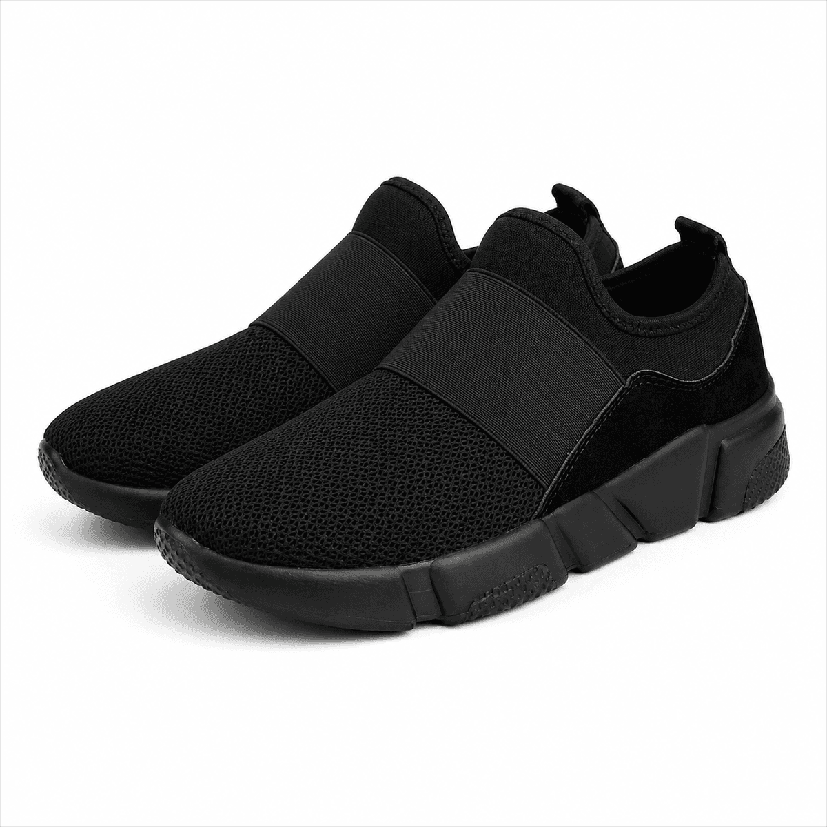 Basket Unisexe Noir Ă Semelle Ăpaisse InjectĂ©e â Chaussures Souples Sans Lacets