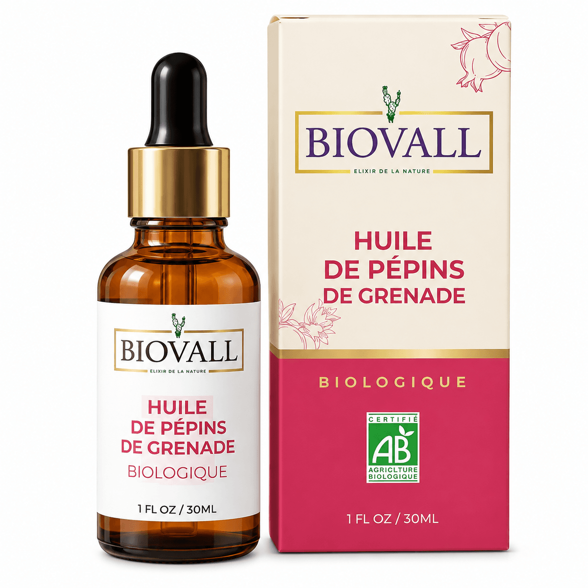 Huile de Graines de Grenade BIO BIOVALL – Soin Anti-Âge, Éclat & Régénération