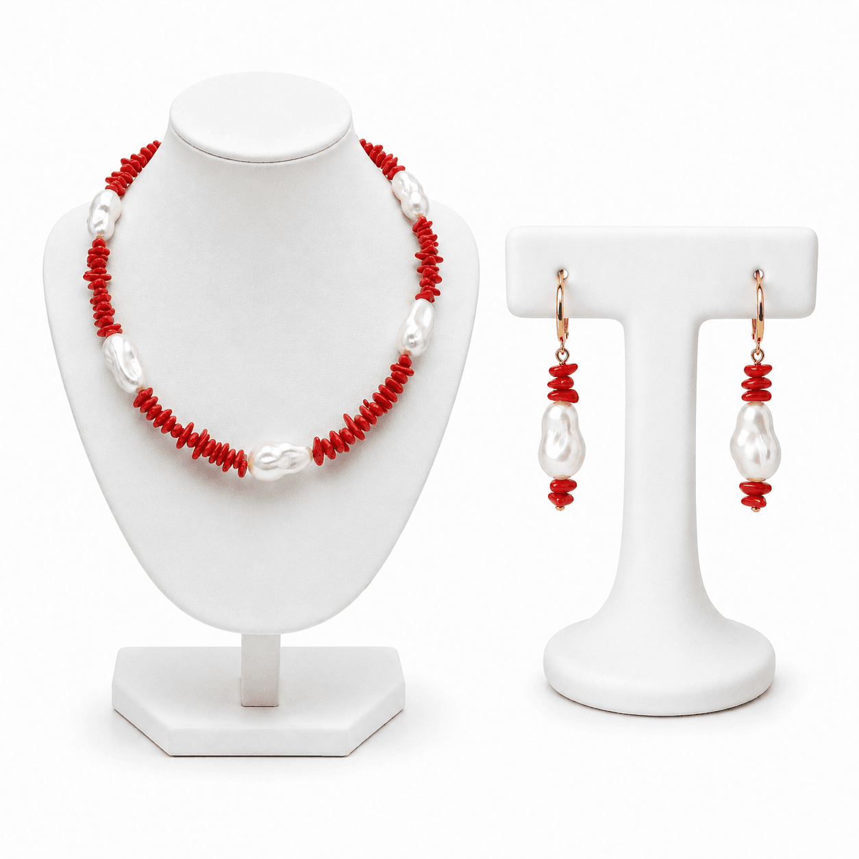 Parure Femme Rouge – Collier et Boucles d’Oreilles Élégants