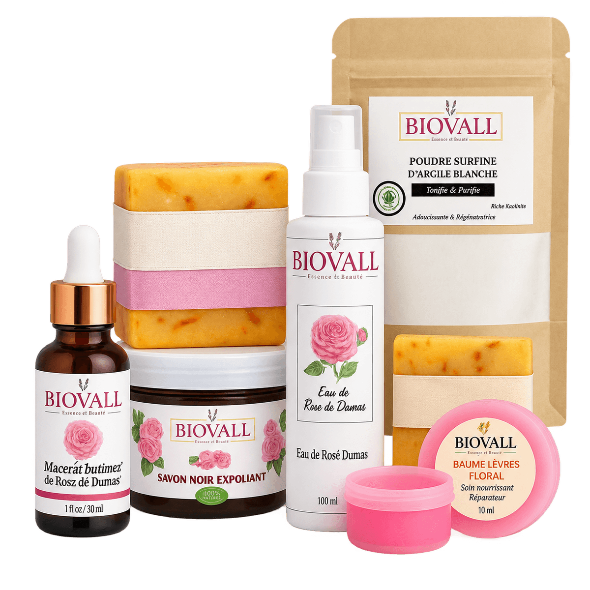Pack Secret de Douceur Ă la Rose de Damas BIOVALL â Routine Soin Visage ComplĂšte