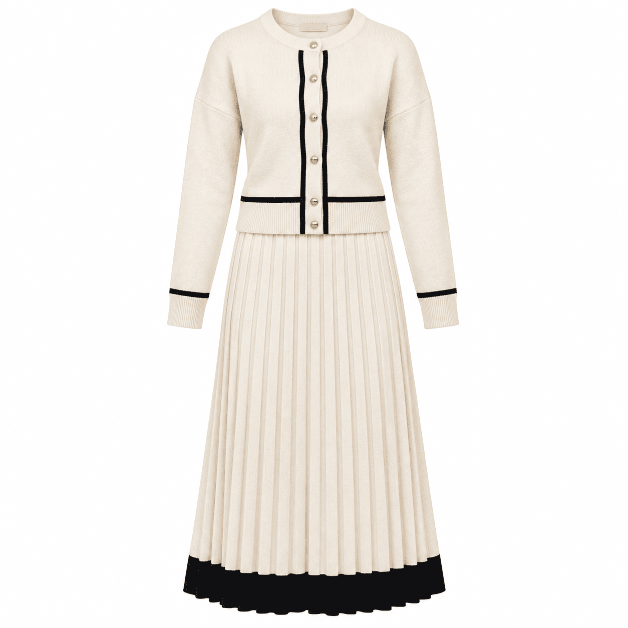 Ensemble Femme en Lin Blanc et Noir – Tenue Chic, Légère et Respirante
