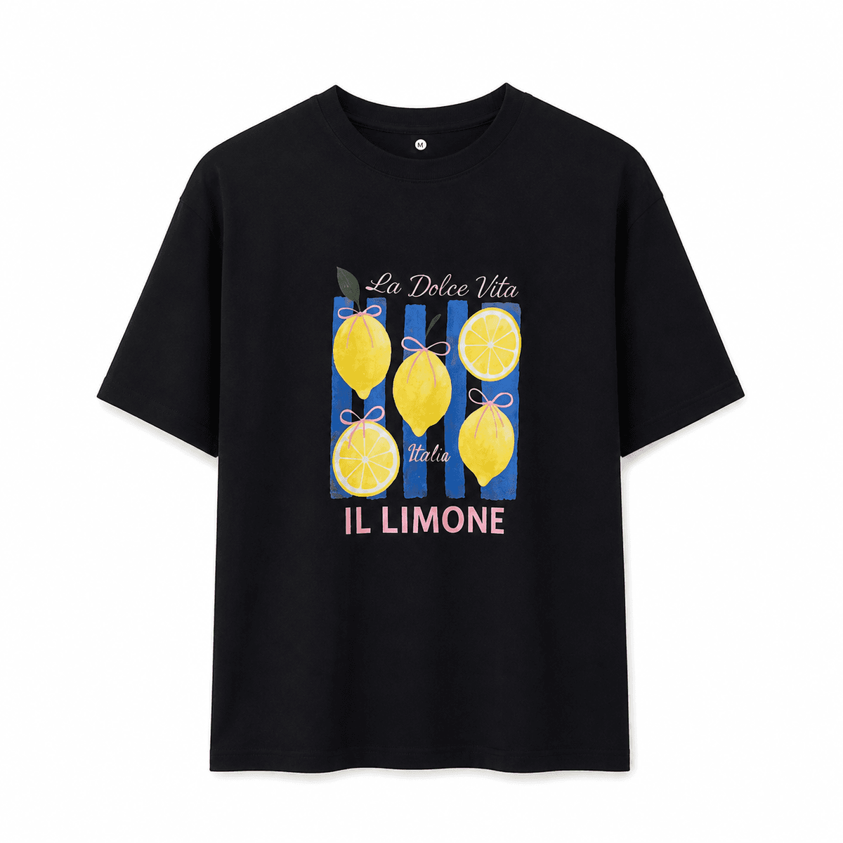 T-shirt Femme Noir « La Dolce Vita IL LIMONE » â T-shirt Coton DĂ©contractĂ© Style Italien