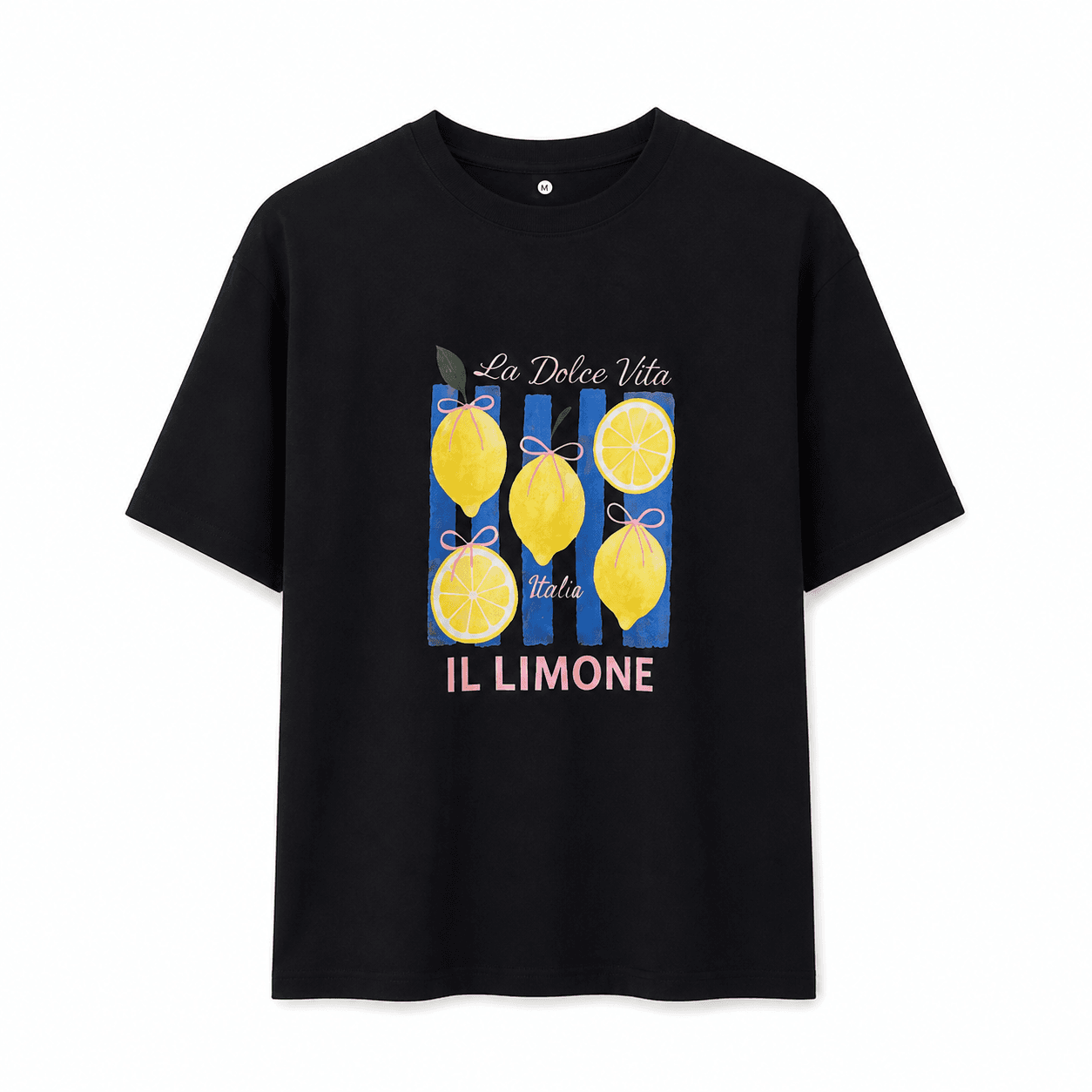 T-shirt Femme Noir « La Dolce Vita IL LIMONE » – T-shirt Coton Décontracté Style Italien