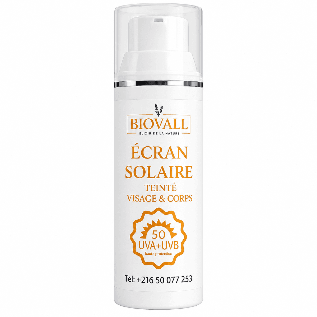 Écran Solaire Teinté BIOVALL SPF 50 – Protection UVA/UVB & Effet Unifiant