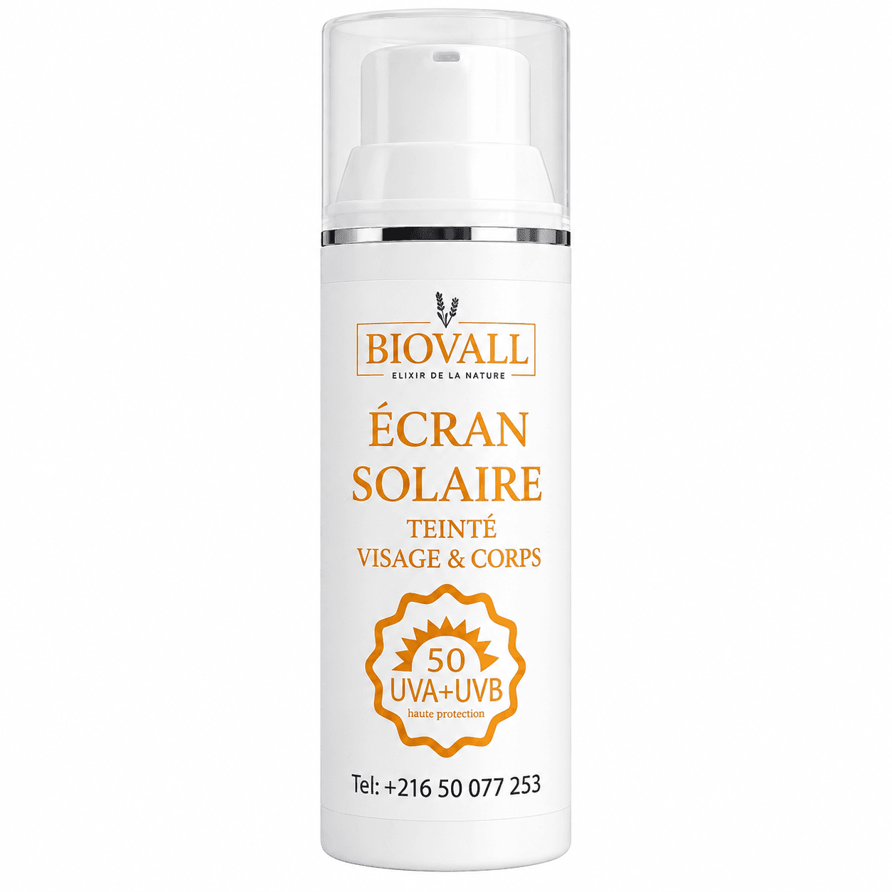 Écran Solaire Teinté BIOVALL SPF 50 – Protection UVA/UVB & Effet Unifiant