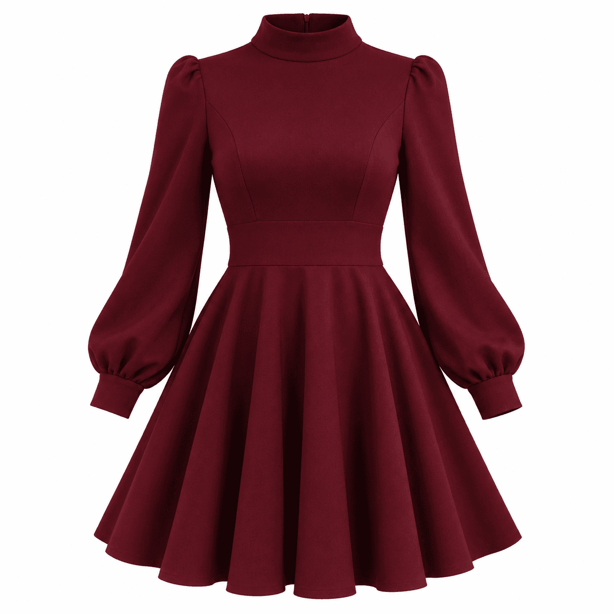 Robe Rouge Bordeaux Femme – Mini Robe Élégante à Manches Longues