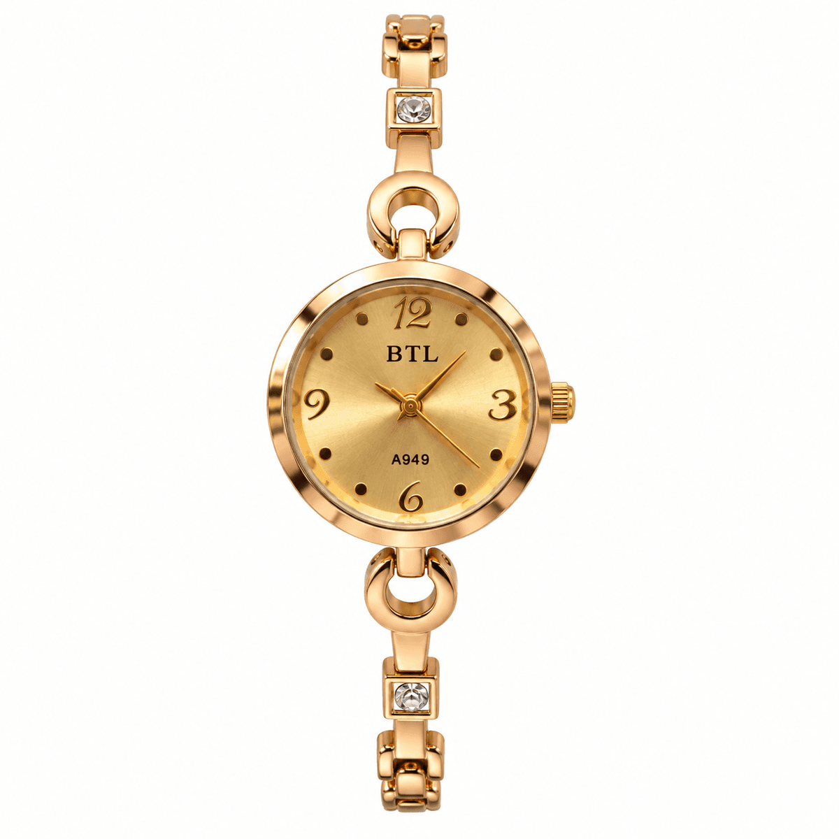 Montre Femme Dorée Élégante BTL A949 – Bracelet Métallique Chic avec Détails Strass