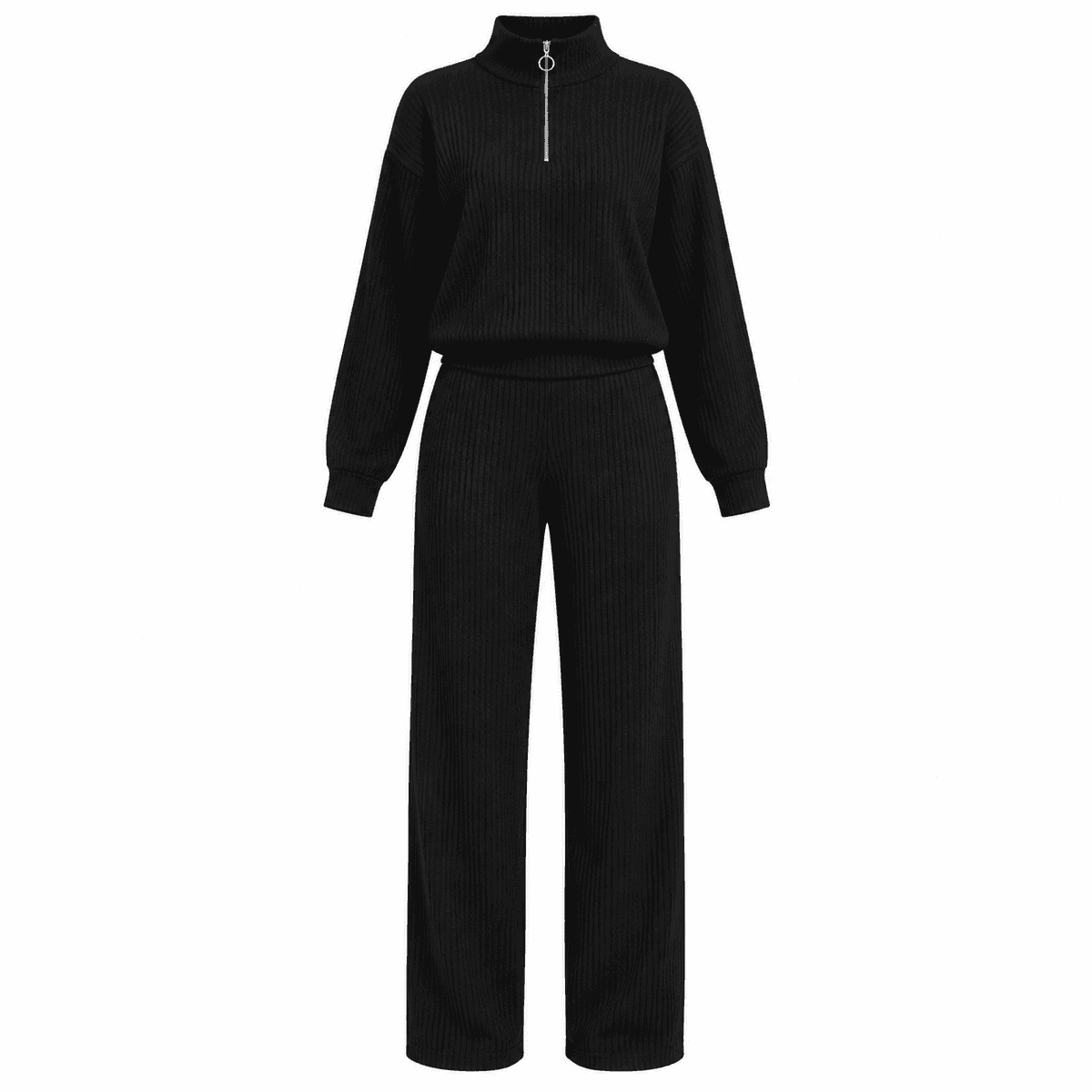 Ensemble Femme en Velours Noir 2 Pièces – Tenue Sport Chic & Confortable