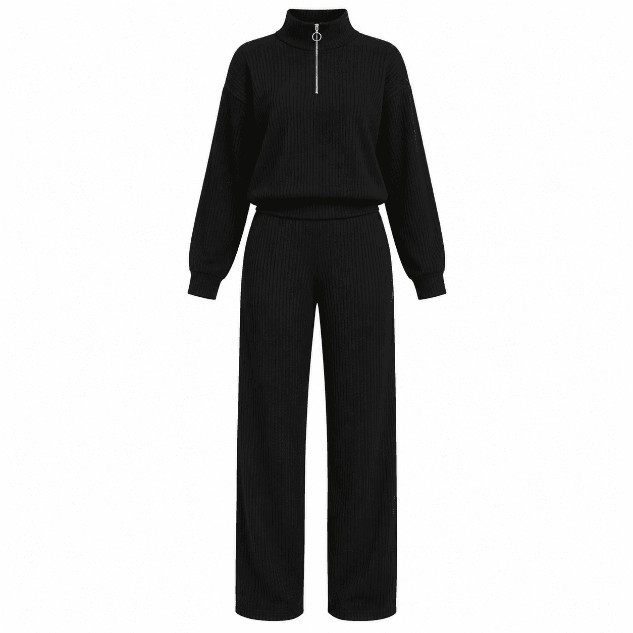 Ensemble Femme en Velours Noir 2 Pièces – Tenue Sport Chic & Confortable
