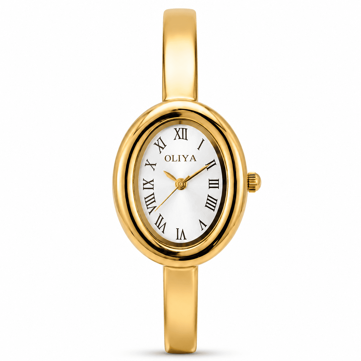 Montre Femme OLIYA Vintage Ovale – Bracelet Jonc Élégant Or ou Argent