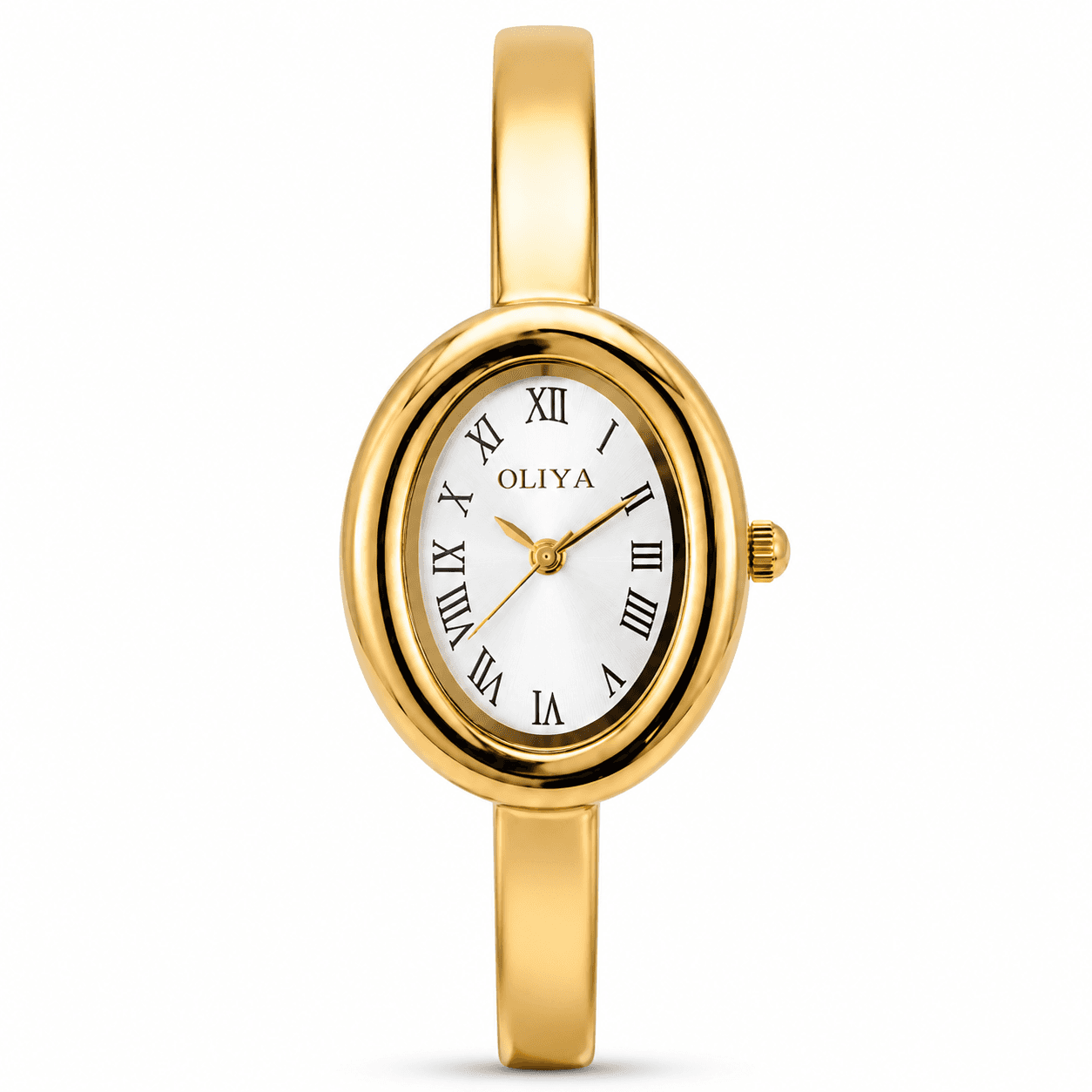 Montre Femme OLIYA Vintage Ovale – Bracelet Jonc Élégant Or ou Argent