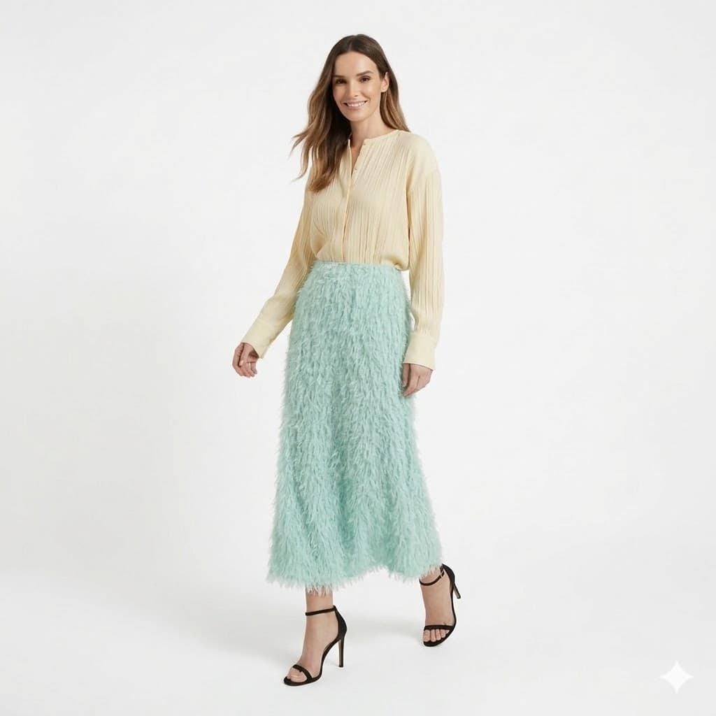 Jupe Midi à Franges Zara – Vert Mer & Bleu Turquoise