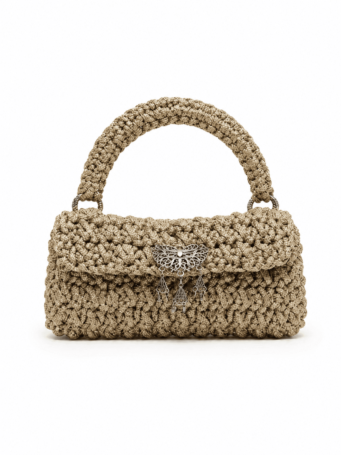 Mini Sac à Main en Crochet Argenté Fait Main – Pochette Chic et Élégante