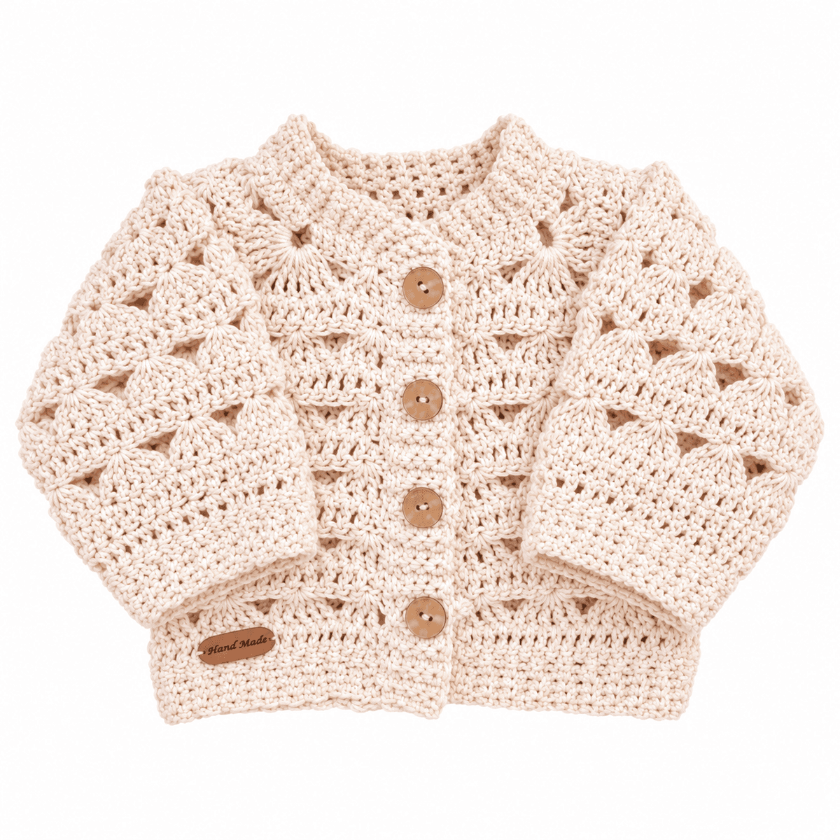 Gilet Bébé et Enfant au Crochet Ajouré – Écru, Unisexe 0 à 6 mois