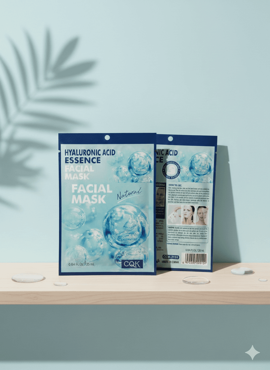 Masque Facial Ă l'Essence d'Acide Hyaluronique â CQK Natural 25ml